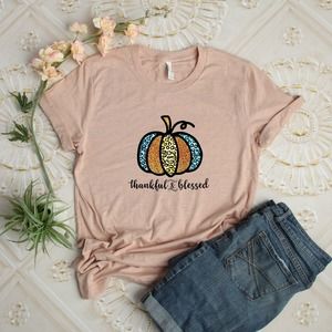 Thankful Blessed Shirt ,Fall T-shirt , Fall Shirt, Fall Gift, Thanksgiving